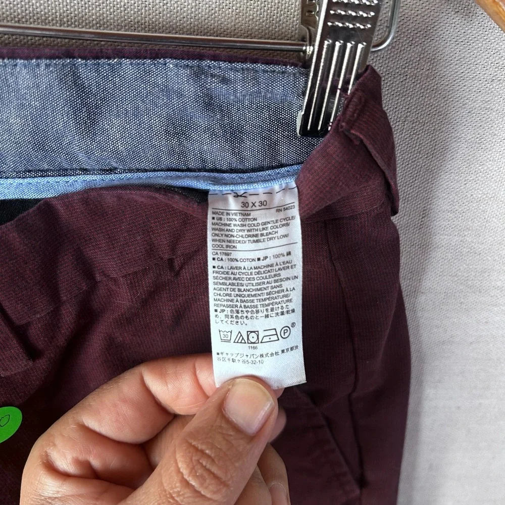 Banana Republic Aiden Fit Chinos Mens 30x30 Burgundy Slim Cotton‎ Pants 1166